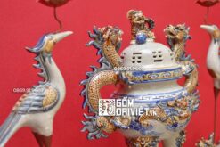 Bộ Tam Sự Bằng Gốm Sứ Men Rạn Nổi