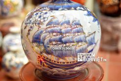 Bình Hút Tài Lộc Nhị Cảnh Thuận Buồm Mã Đáo Vẽ Vàng