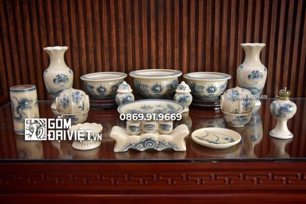 bộ đồ thờ bát hương lựu men rạn cổ