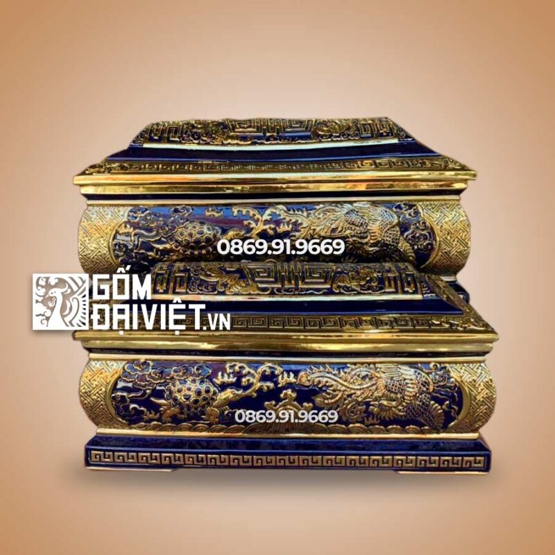 Bộ quách đựng tro cốt vàng kim cao cấp